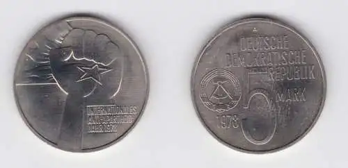 DDR Gedenk Münze 5 Mark Anti Apartheid Jahr 1978 Stempelglanz (137109)