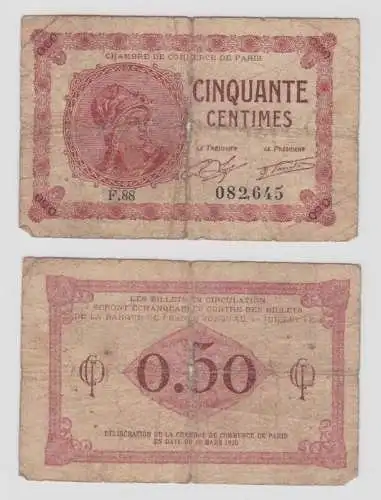 Frankreich 50 Centimes Banknote 10.März 1920 Paris, (144201)