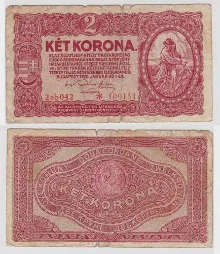 2 Kronen Banknote Ungarn 1.Januar 1920 Pick 58 (142210)