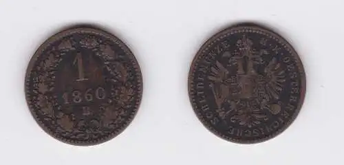 1 Kreuzer Kupfer Münze Österreich 1860 B (119816)