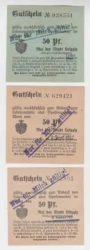 3 verschiedene 50 Pfennig Milch Gutscheine Stadt Leipzig (120673)