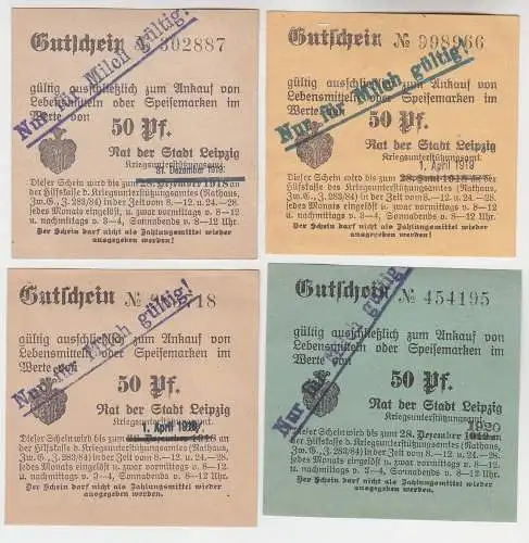 4 verschiedene 50 Pfennig Milch Gutscheine Stadt Leipzig (120354)