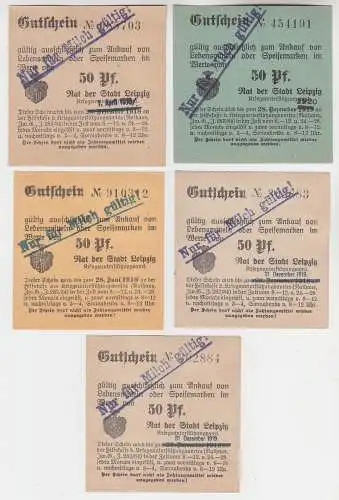 5 verschiedene 50 Pfennig Milch Gutscheine Stadt Leipzig (120401)