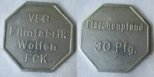 Aluminium Wertmarke 30 Pfennig Flaschenpfand VEB Filmfabrik Wolfen FCK (121232)