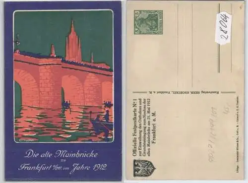 28064 DR Ganzsachen Postkarte PP27/C149/01 Mainbrücke Frankfurt am Main 1912