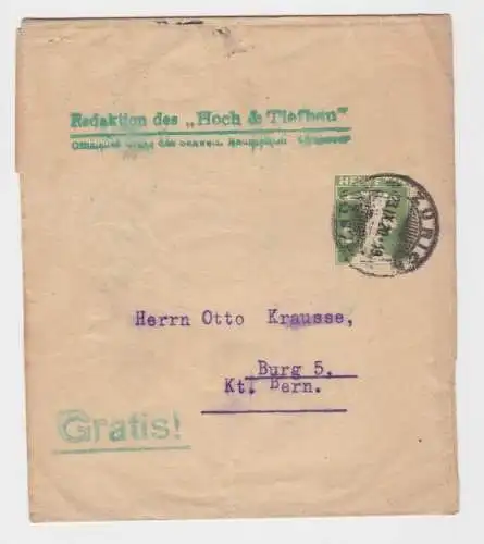 70586 seltenes Ganzsachen Streifband Redaktion des Hoch & Tiefbau Schweiz 1920