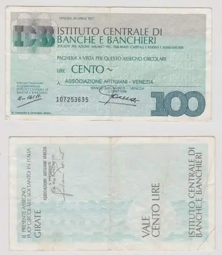 100 Lire Banknote Italien Italia  Banco di Banche e Banchieri 1977 (154967)