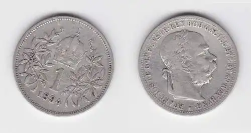 1 Krone Silber Münze Österreich 1894 (155985)