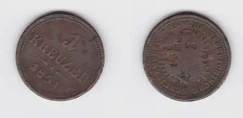 1 Kreuzer Kupfer Münze Österreich 1851 A (155925)