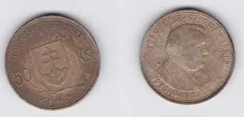 50 Kronen Silber Münze Slowakei Dr. Josef Tiso 1944 (155393)