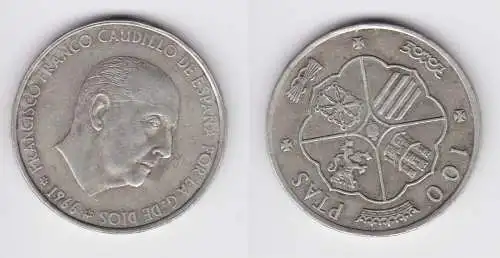 100 Pesetas Silber Münze Spanien 1966 (155827)