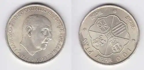 100 Pesetas Silber Münze Spanien 1966 (155790)