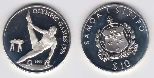 10 Dollar Silber Münze Samoa Olympiade 1996 Atlanta Turner 1993 (154841)