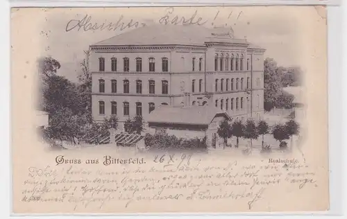 66259 Ak Gruß aus Bitterfeld Realschule 1898