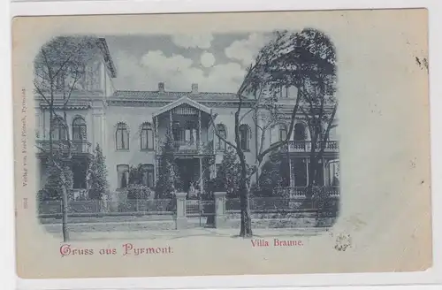 67755 Mondscheinkarte Gruß aus Pyrmont Villa Braune um 1900