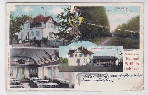 65348 Mehrbild Ak Gruß vom Kurhotel Forsthaus Lucka in Thüringen 1908