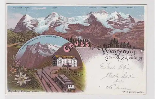 18677 Lithographie Ak Gruss von der Wengernalp & der kl. Scheidegg 1898