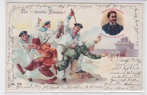 16365 Humor Ak Peking Boxeraufsstand "Na warte Krause!" 1901