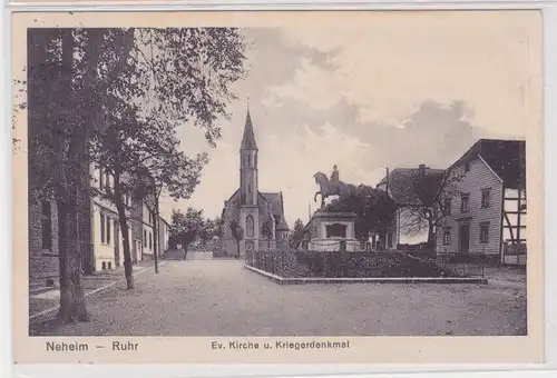 11367 Ak Neheim Ruhr evangelische Kirche und Kriegerdenkmal 1916