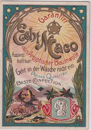 99300 Reklame Ak Garantiert "Echt Maco" aus ägyptischer Baumwolle um 1910