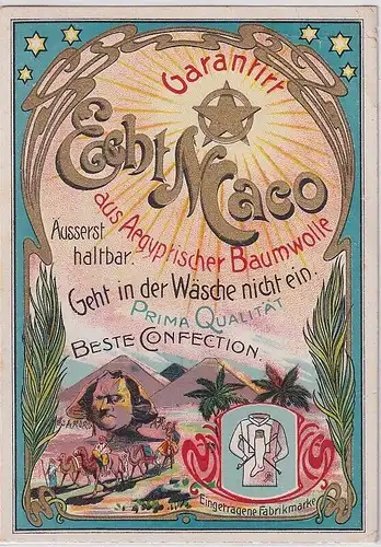 75860 Reklame Ak Garantiert "Echt Maco" aus ägyptischer Baumwolle um 1910