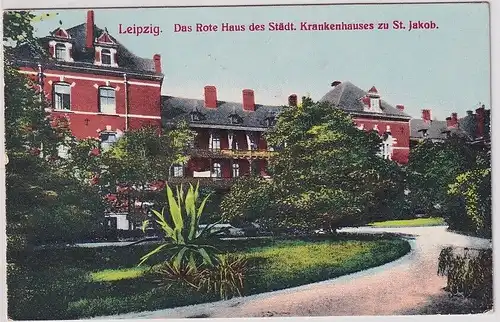 20389 Ak Leipzig das rote Haus des städtische Krankenhaus zu St. Jacob 1926