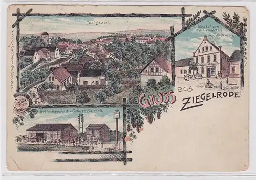 902842 Ak Lithographie Gruß aus Ziegelrode Gasthof und Kohlenhandlung um 1910