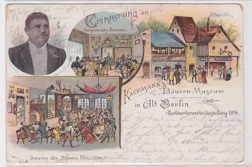 69049 Ak Lithographie Erinnerung an Kaufmanns Bauern Museum in Alt-Berlin 1896