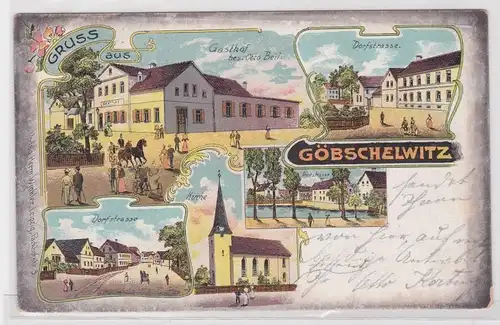 70025 Ak Lithographie Gruß aus Göbschelwitz Gasthof usw. 1911