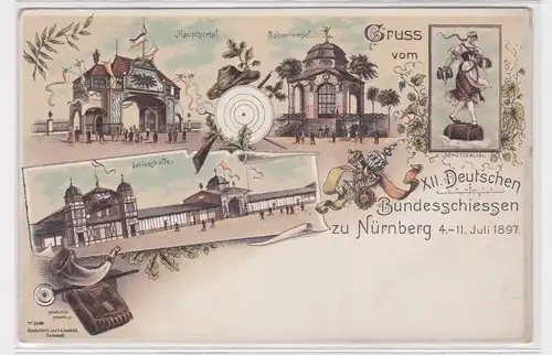 903996 Ak Lithographie Gruß vom XII.Deutschen Bundesschiessen zu Nürnberg 1897