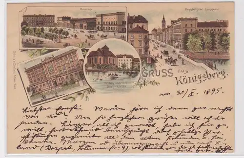 901827 Ak Lithographie Gruß aus Königsberg Ostpreußen Bahnhöfe usw. 1895