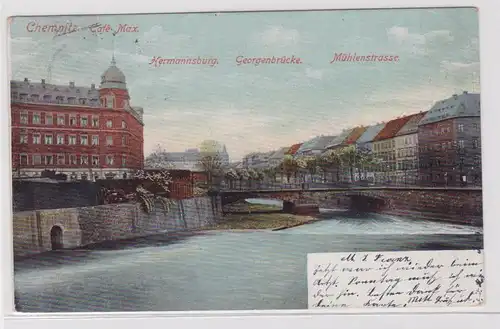 903879 Ak Chemnitz Café Max Mühlenstraße Hermannsburg 1905