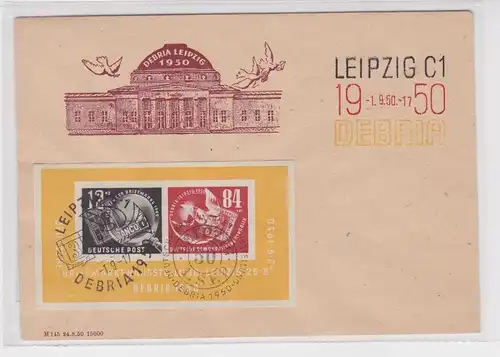 907432 DDR Brief Deutsche Briefmarkenausstellung DEBRIA Leipzig 1950 Block 7