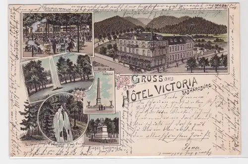 50016 Ak Lithographie Gruß aus Hotel Victoria Bad Harzburg 1898