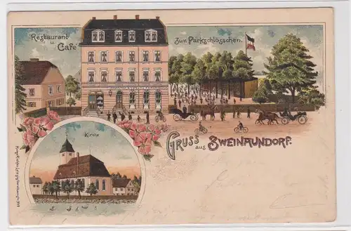 902380 Ak Lithographie Gruß aus Zweinaundorf Restaurant & Café 1911