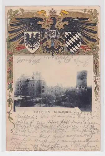 52887 Präge Lithographie Eisleben Schlossplatz 1902