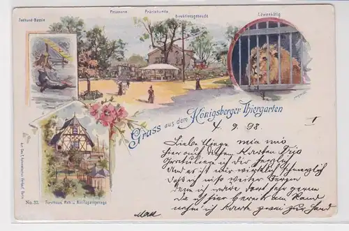 10514 Ak Lithographie Gruß aus dem Königsberger Thiergarten 1898