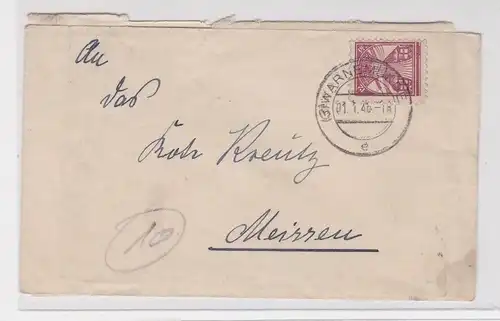906734 Brief SBZ Mecklenburg Vorpommern Mi 17 Warnemünde - Meissen 01.01.1946