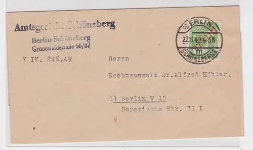 907323 Berlin Brief EF roter Aufdruck Amtsgericht Schöneberg Berlin 1949