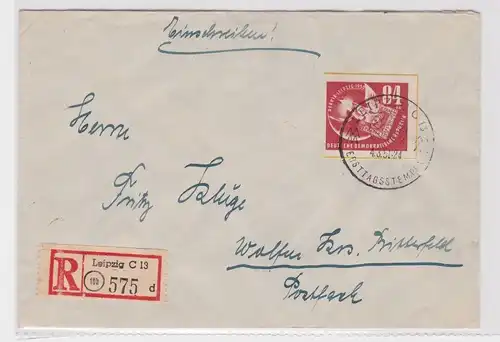 907199 DDR Brief Einschreiben Leipzig Mi 272 Blockausgabe DEBRIA mit SST 1951
