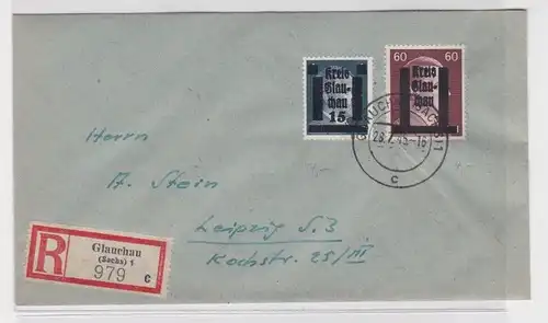 907321 Brief Einschreiben Lokalausgabe Glauchau 1945 Mi 3 + 17