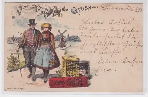 77723 Seeligs Korn Kaffee Reklame Ak Vierländer Tracht Gruß aus ... 1898