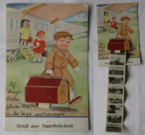 62650 Leporello Ak Gruß aus Saarbrücken 1938