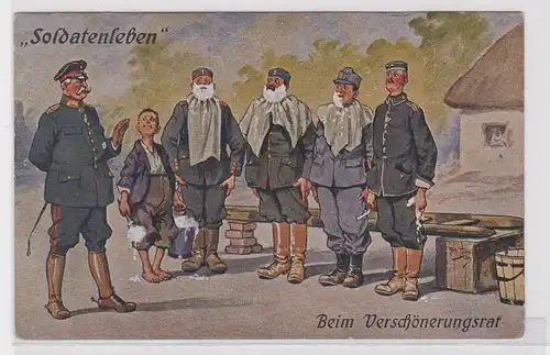 66542 Arthur Thiele Künstler Ak "Soldatenleben" beim Verschönerungsrat um 1915