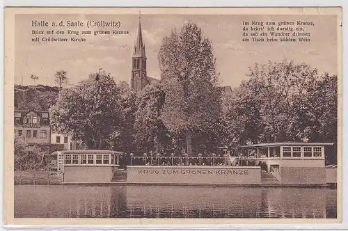 32613 Ak Halle an der Saale (Cröllwitz) Blick auf den Krug zum grünen Kranze1935