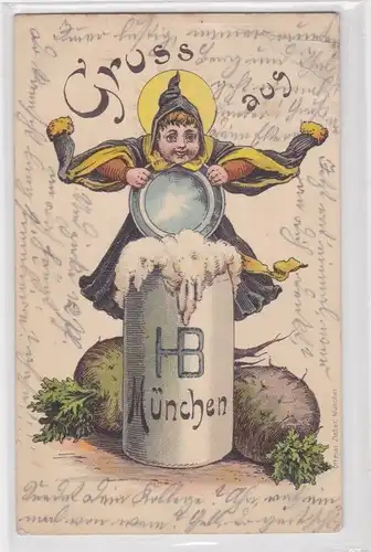 27817 Künstler Ak Gruss aus München Münchner Kindl 1900