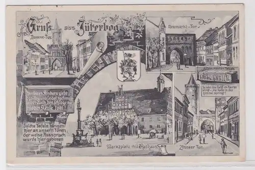 06576 AK Gruß aus Jüterbog Damm-, Neumarkt-, Zinnaer Tor 1918