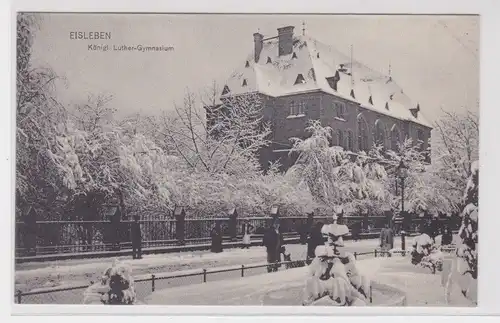 904018 Ak Eisleben königliches Luther Gymnasium im Winter um 1912