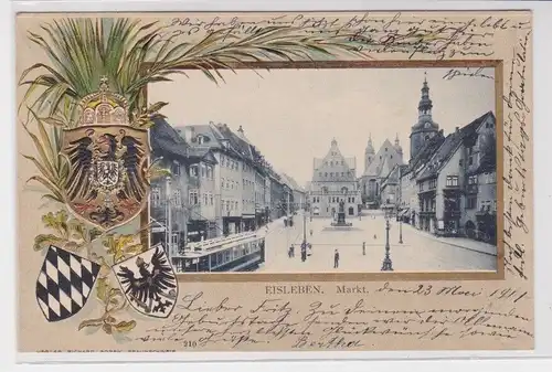 906054 Präge Ak Lithographie Eisleben Markt 1901
