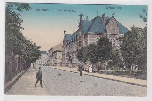 89307 Ak Eisleben Schlossplatz und kaiserliche Post um 1910